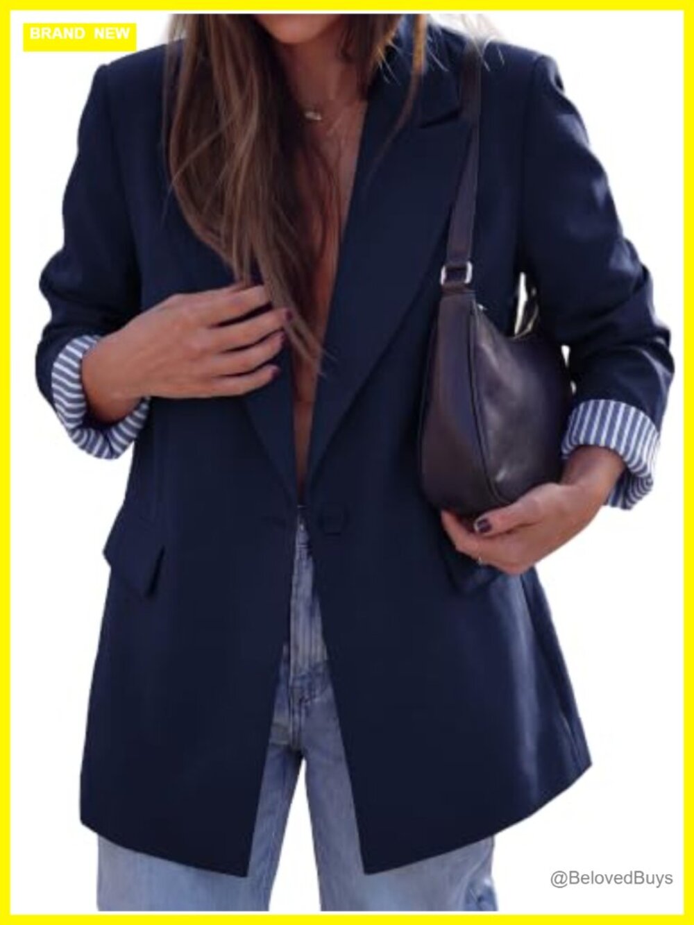 Women's Lightweight Polyester Blazer Business Casual Button Front